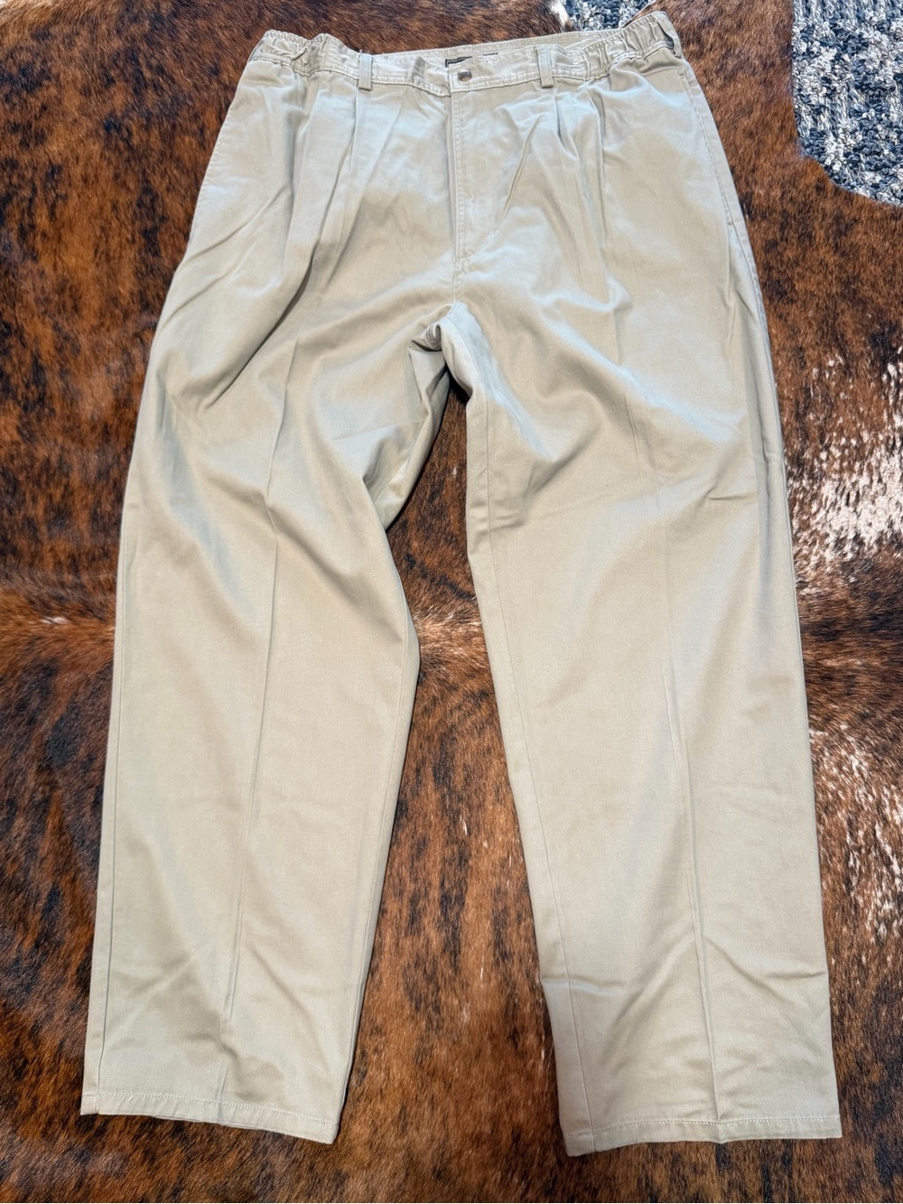 Vintage Bugle Boy Khakis Pants Mens 90s Baggy Pleated Tan Chinos Size 38x30